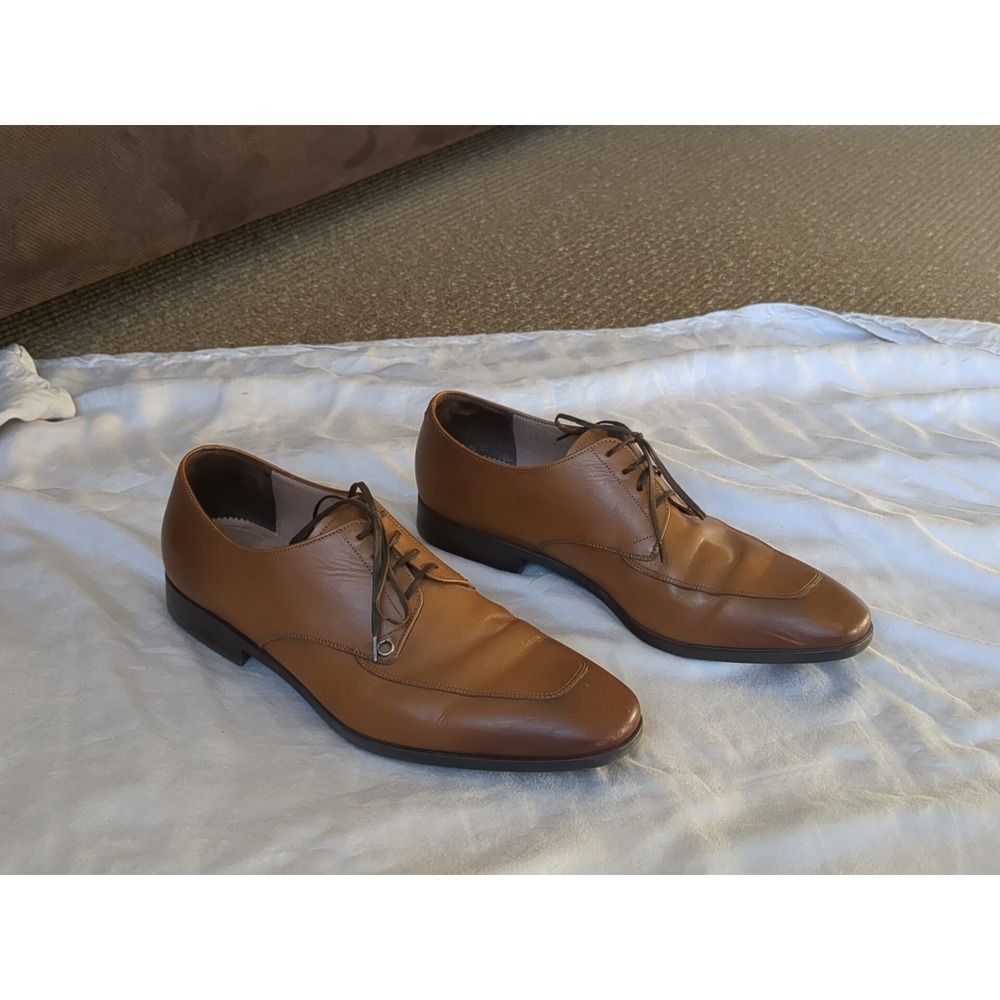 Salvatore Ferragamo Men's Tan Leather Lace-Up Dress Shoes